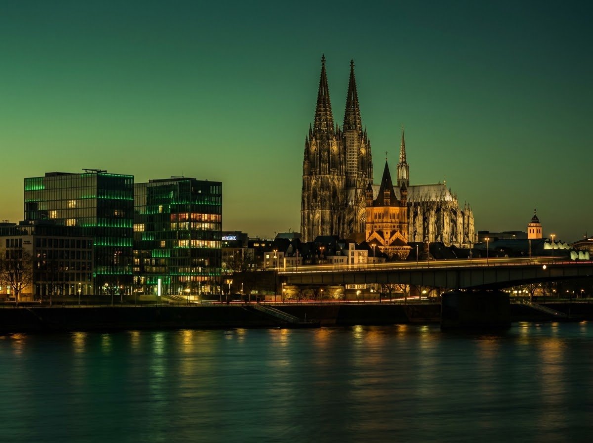 Kölner Skyline Hohenzollernbrücke und Kölner Dom